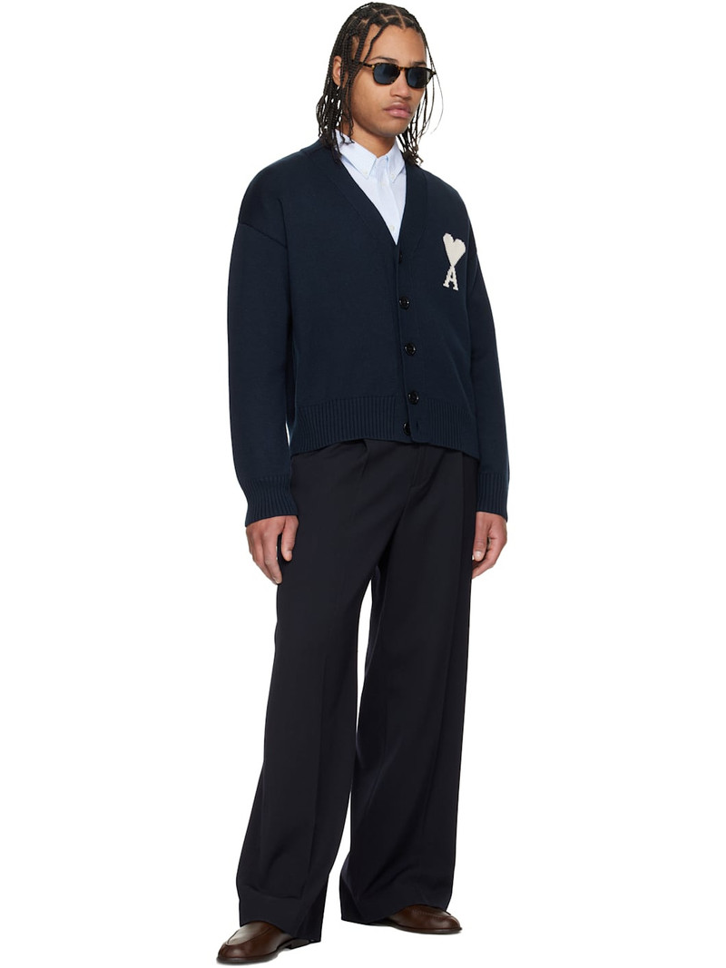 AMI Paris Navy Wool Ami de Coeur Cardigan outlook