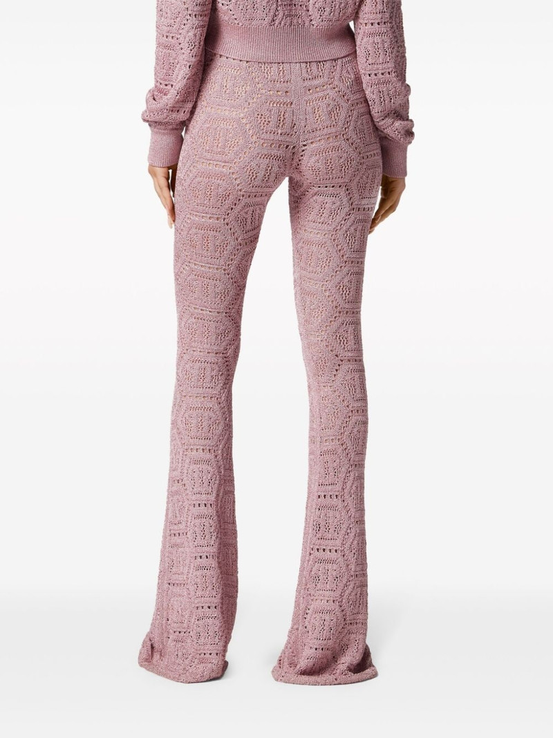 PHILIPP PLEIN monogram-pattern open-knit trousers outlook
