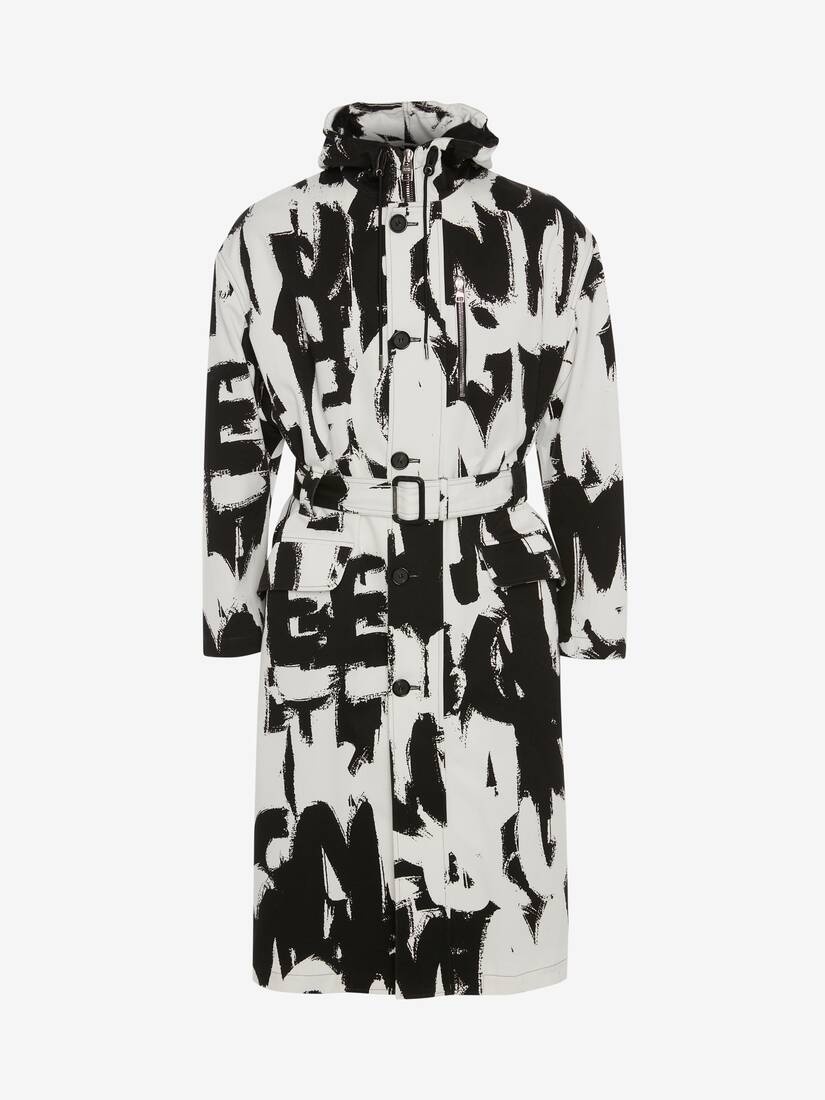 Mcqueen Graffiti Parka in White/black - 1