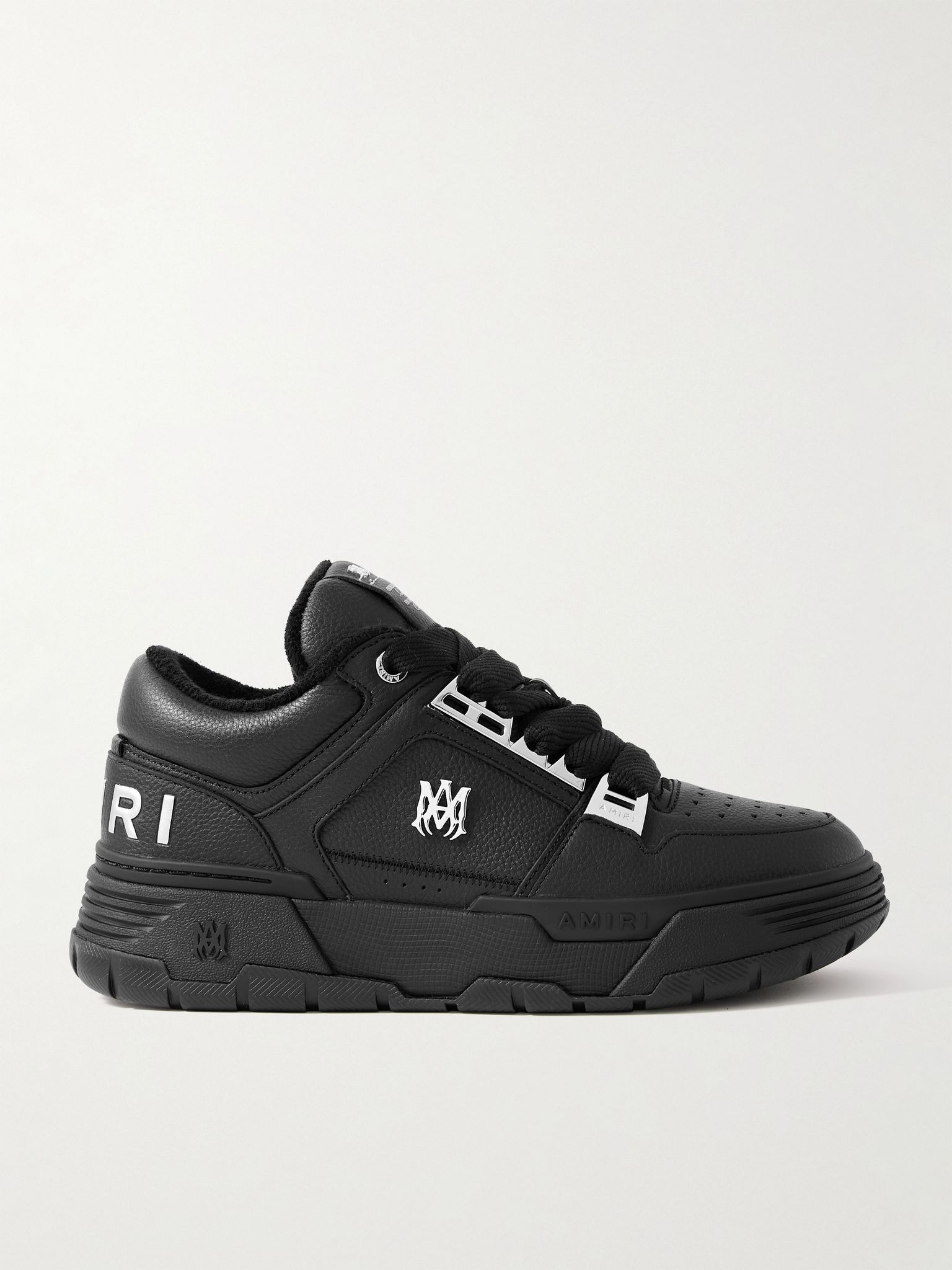 MA-1 Embellished Full-Grain Leather Sneakers Black - 1