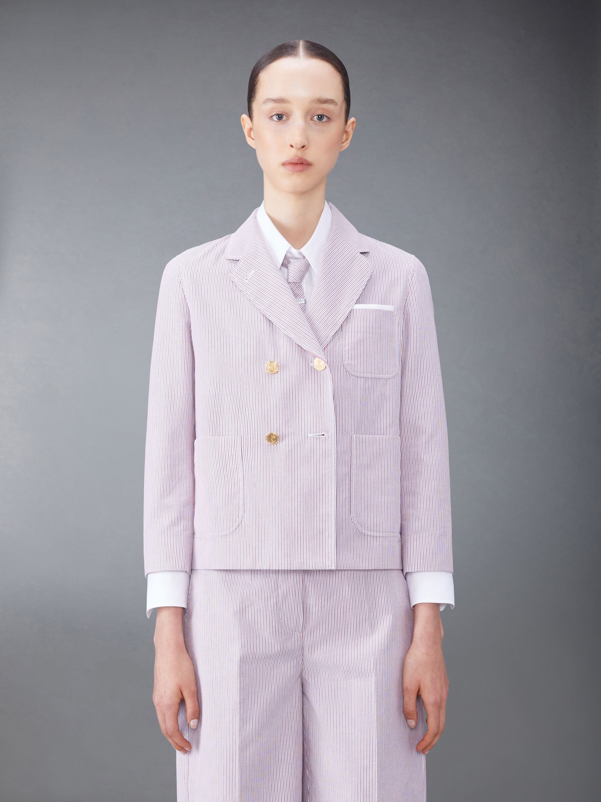 Thom Browne striped double-breasted jacket | REVERSIBLE