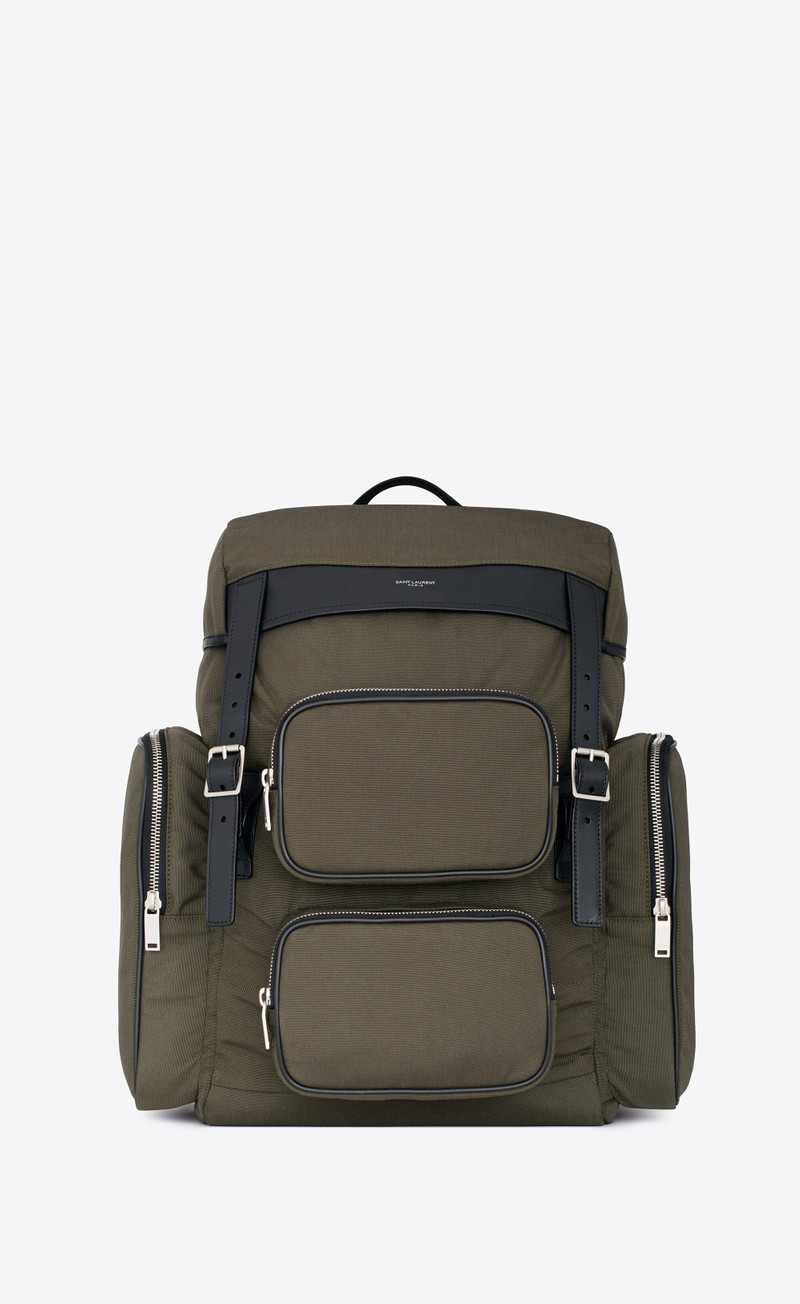 city multipocket backpack in canvas, smooth leather and nylon 1
