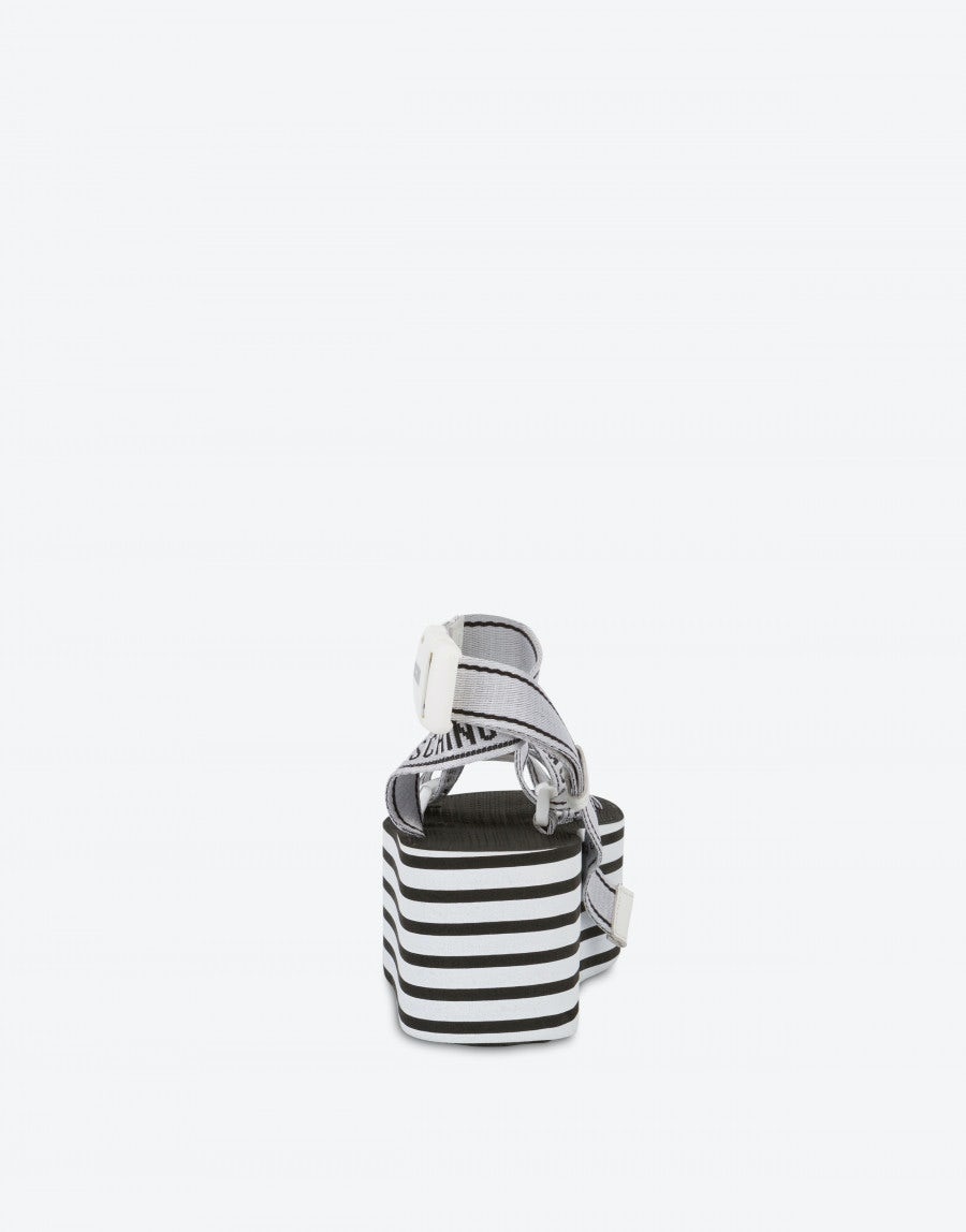 STRIPED PLATFORM WEDGE SANDALS - 3