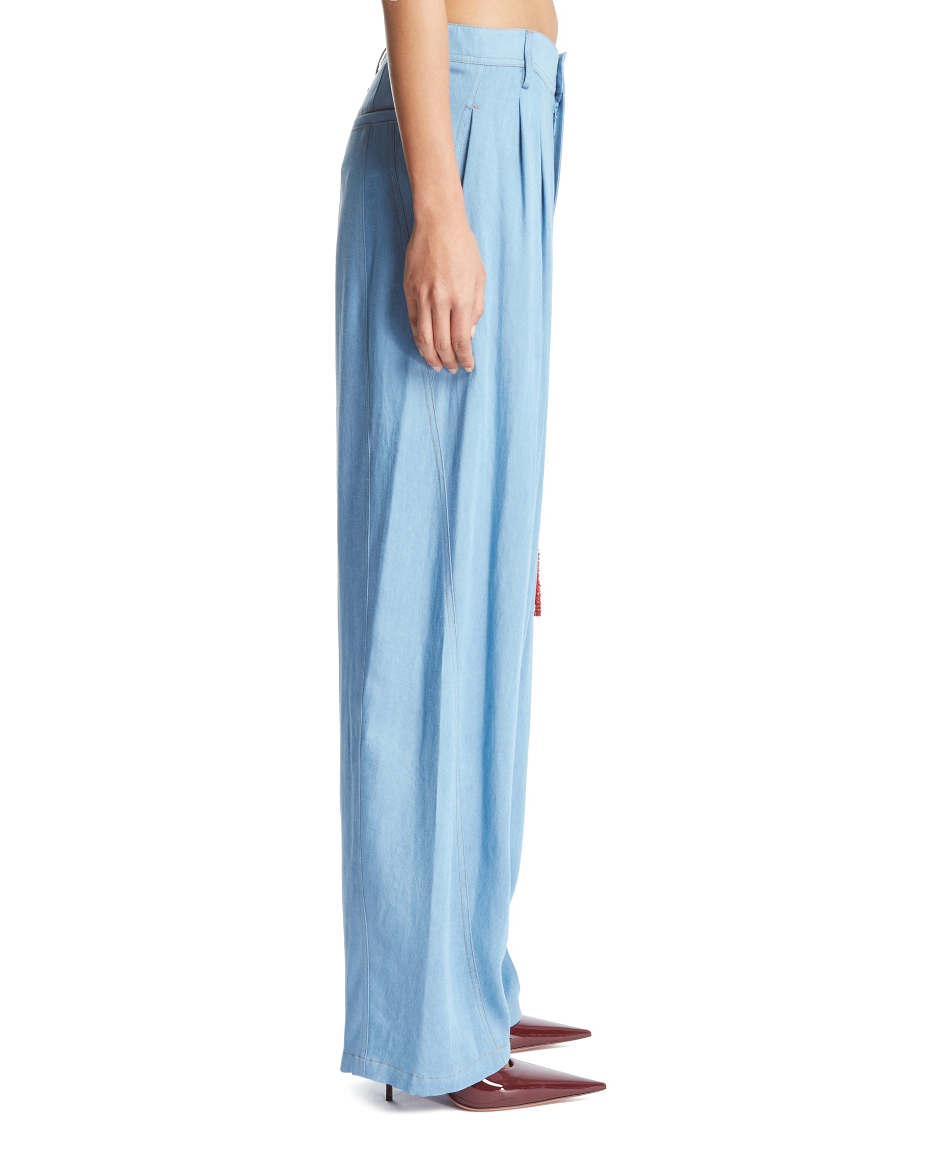 Light Blue Phebe Relaxed Fit Pants - 5