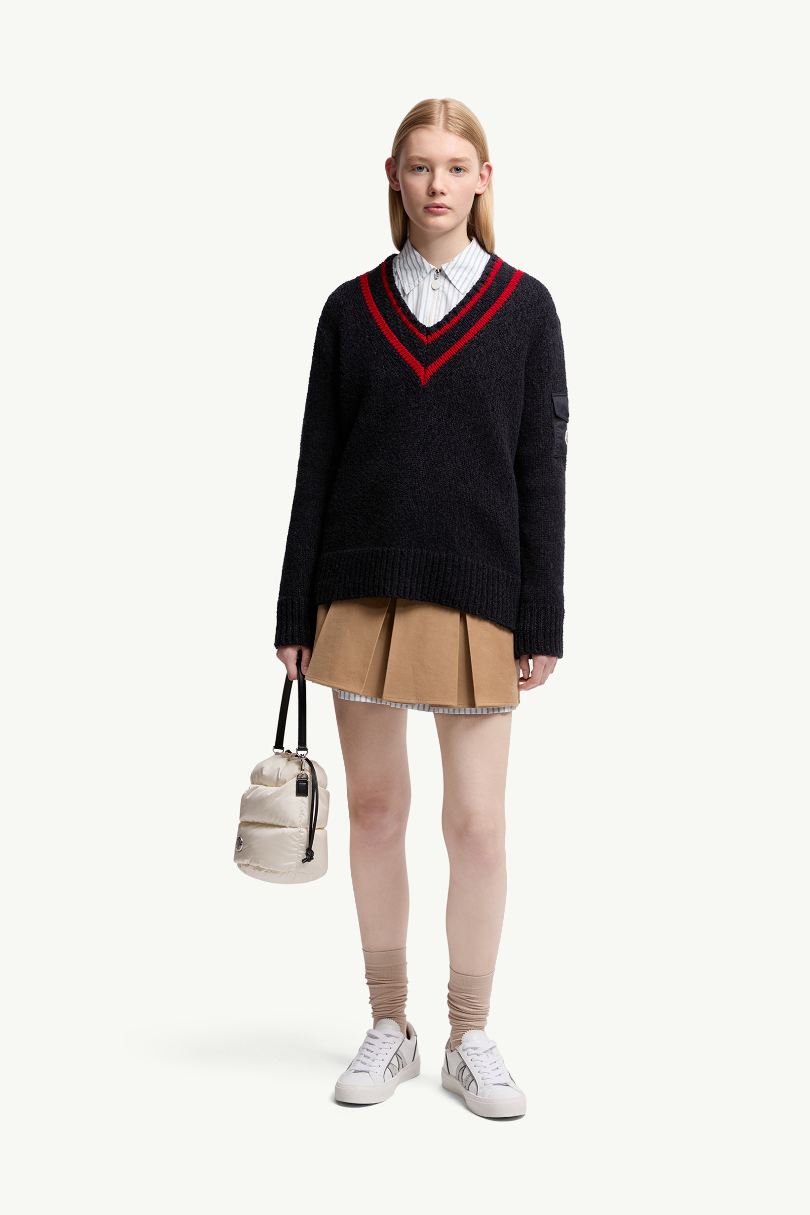 Padded V-Neck Cotton & Wool Blend Sweater - 2