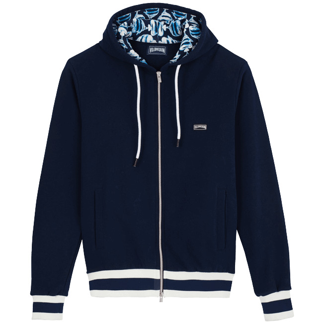 Men Hoodie Centered Front Zip Sweatshirt printed Batik Fishes - 1