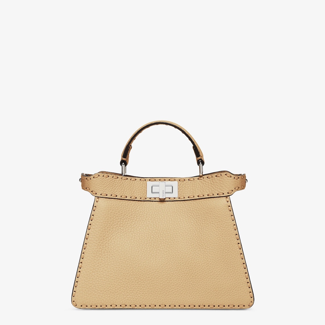 Iconic small Peekaboo ISeeU bag, made of sand-color Cuoio Romano leather, finished by hand with matc - 1