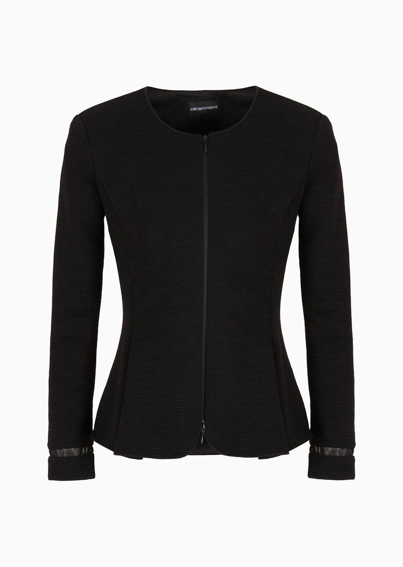 Ottoman jersey, single-breasted jacket with godet pleats 1