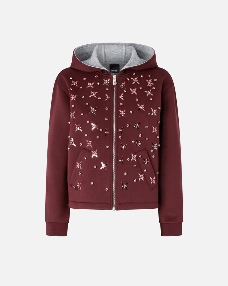 NEOPRENE-EFFECT SWEATSHIRT JACKET WITH JEWEL EMBROIDERY 1