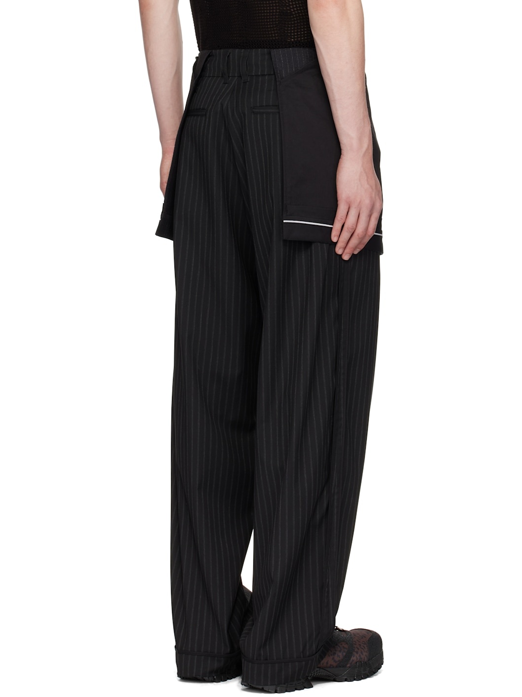 Black Inside Out Stripe Trousers - 3