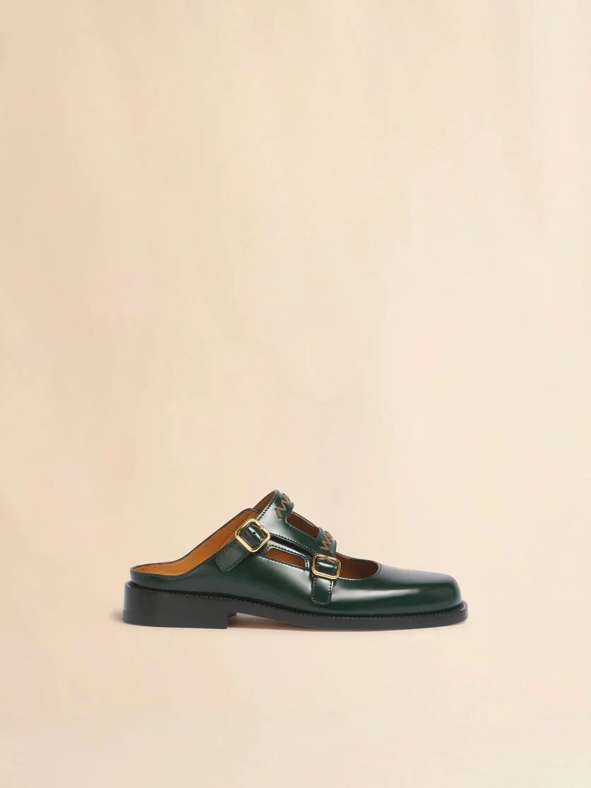 DEEP GREEN LEATHER BAMBI 3.0 LOAFER WITH DOUBLE BUCKLE - 1