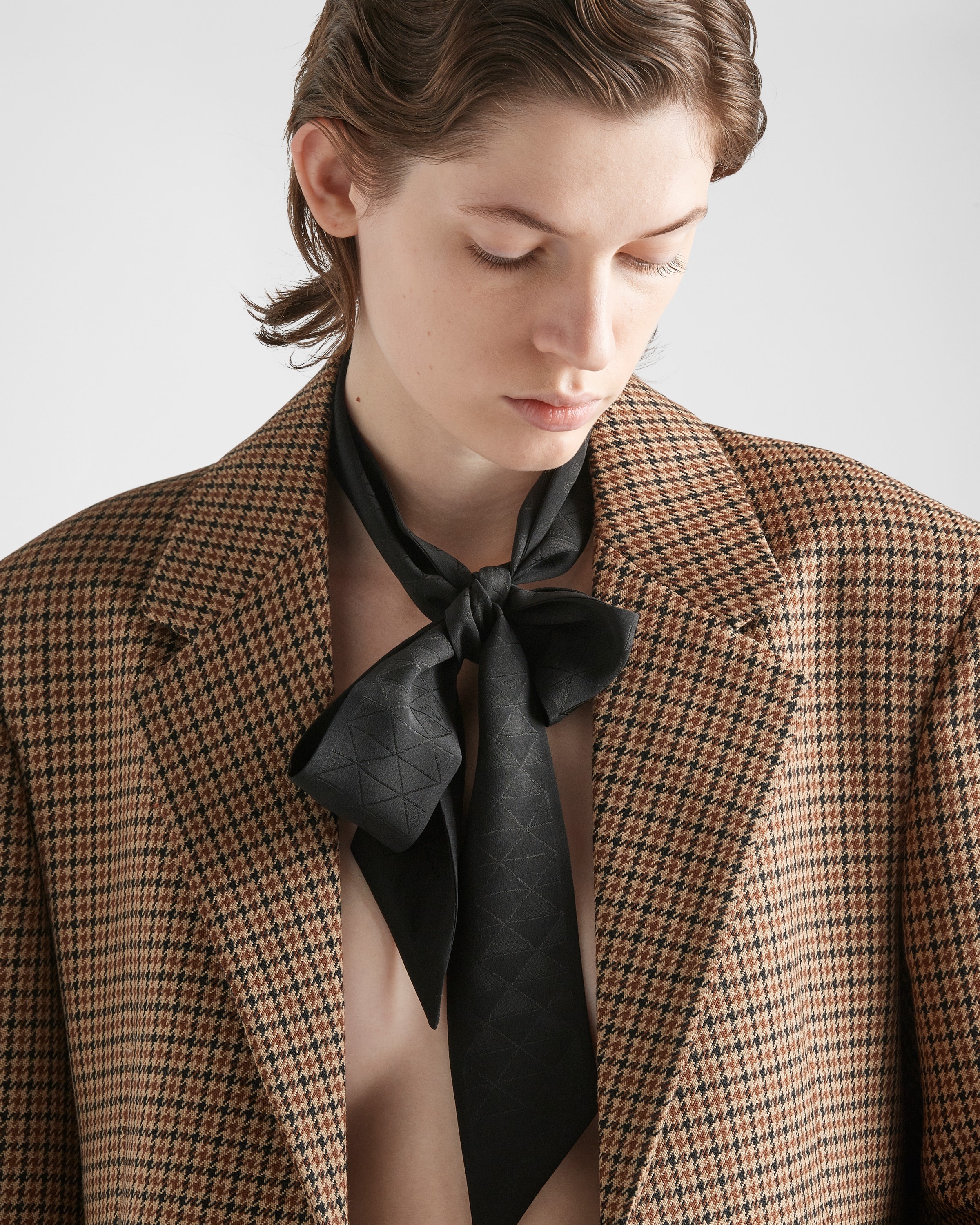 【プラダ・PRADA】Single-breasted houndstooth check jacket Prada Single-breasted houndstooth check jacket | REVERSIBLE