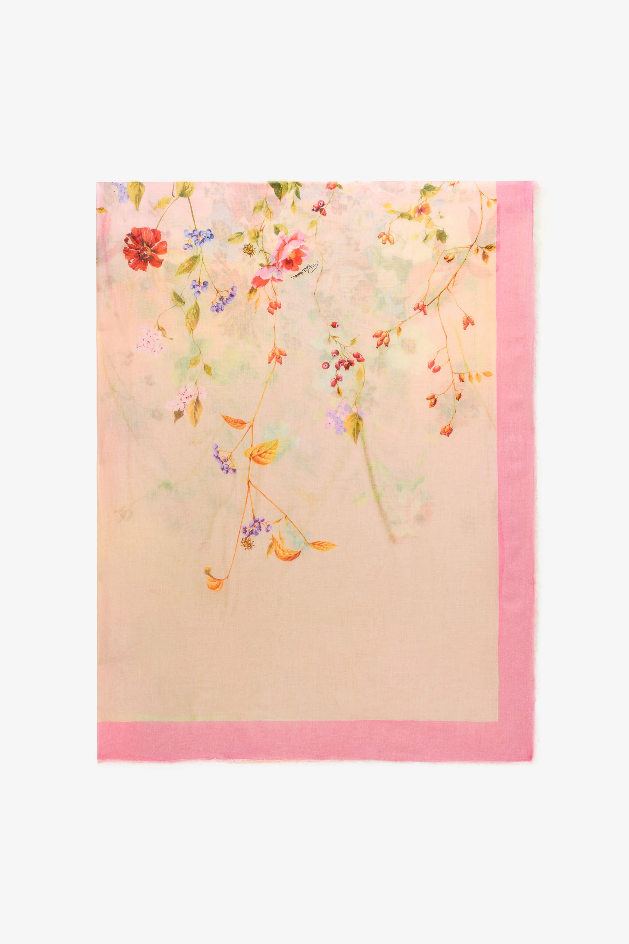 Miami Flowers Print Modal And Cashmere Scarf - 1