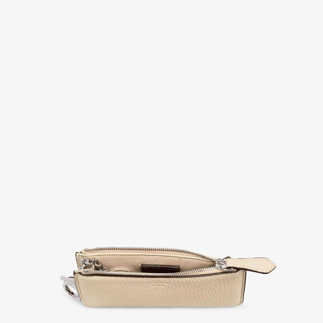 Fendi Roma key pouch with gusseted sides. The back features four card slots. Inside there is a pull- - 3