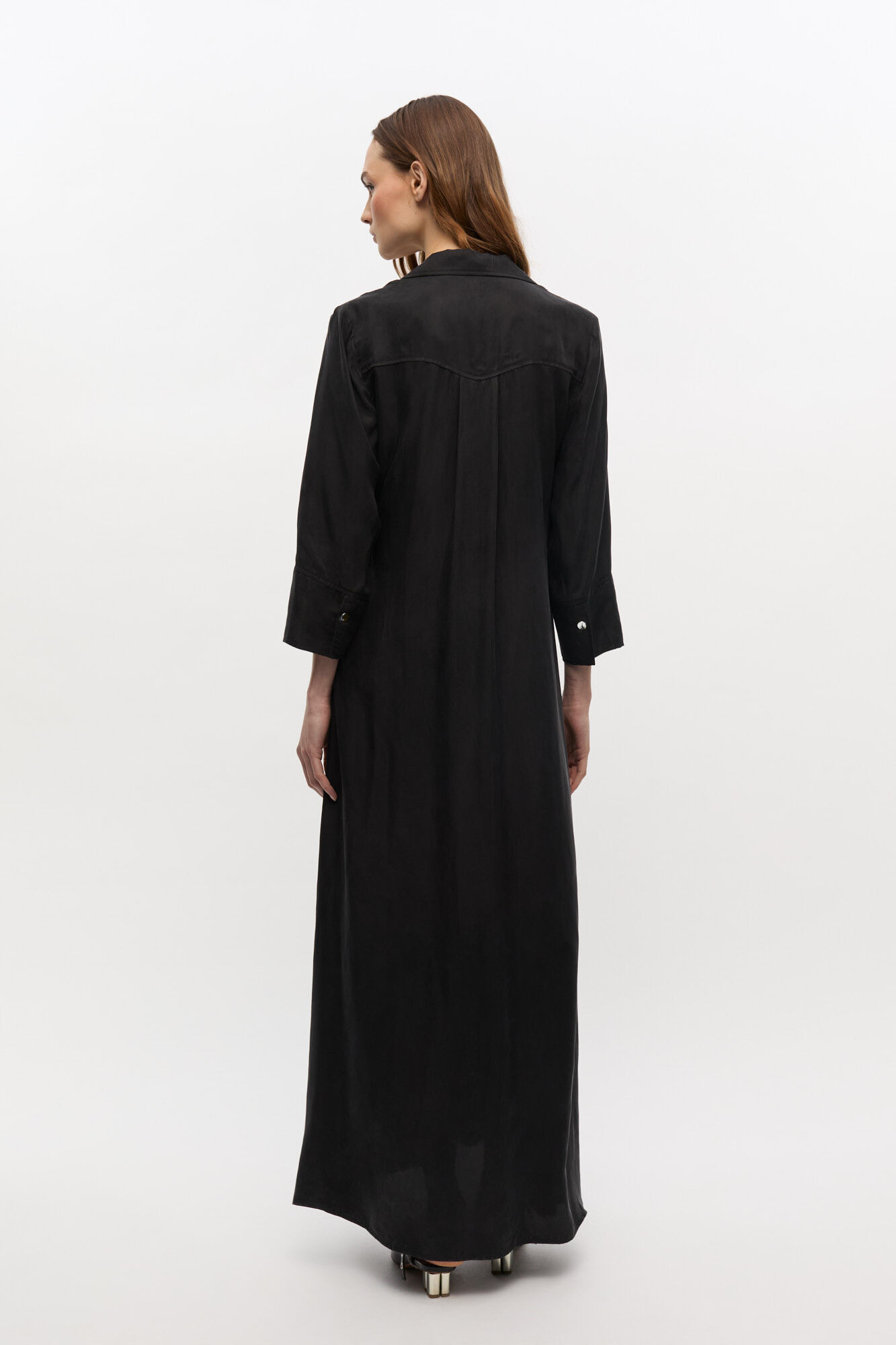 BLACK FLUID CUPRO MAXI DRESS - 3