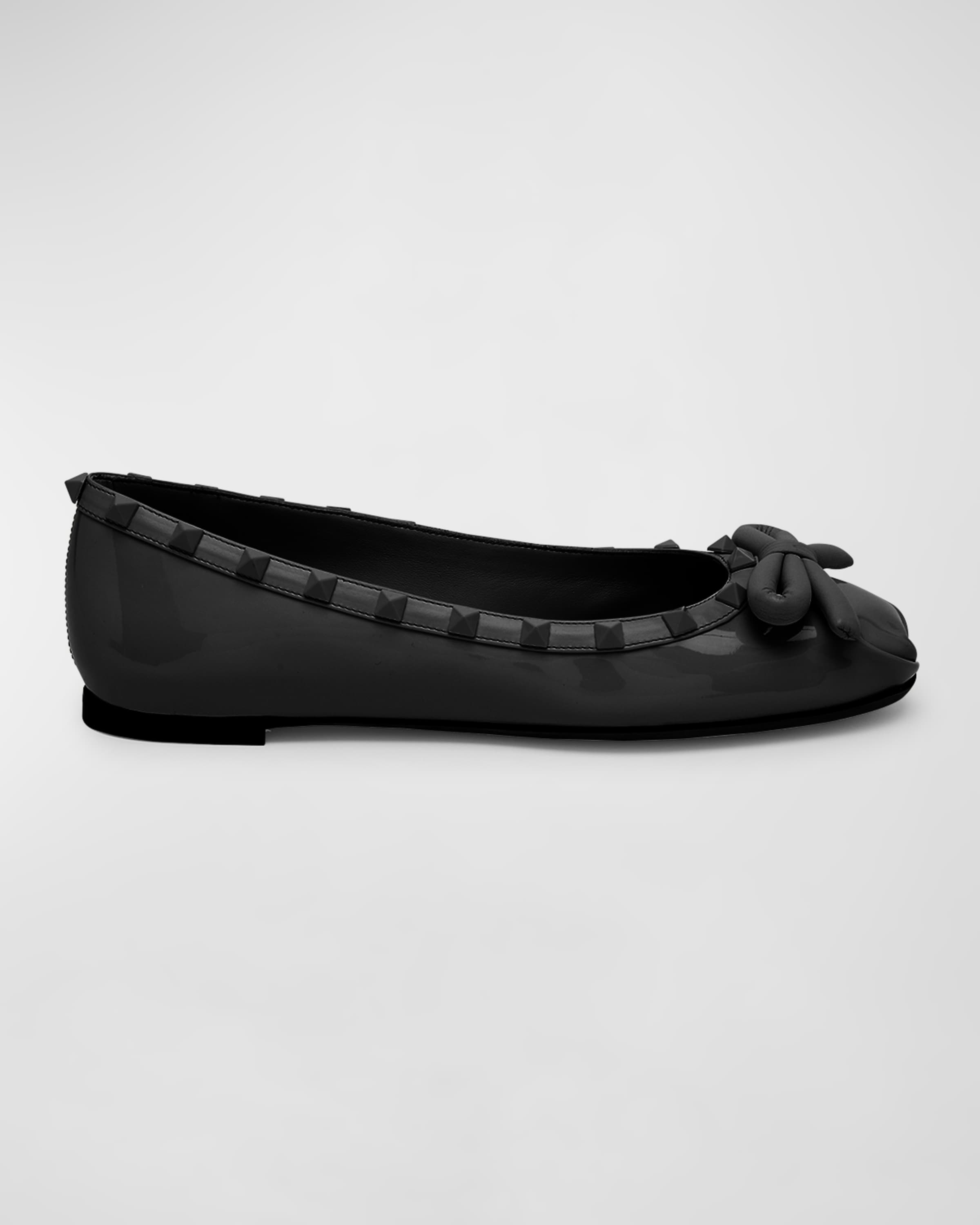 Rockstud Tonal Leather Ballerina Flats - 1