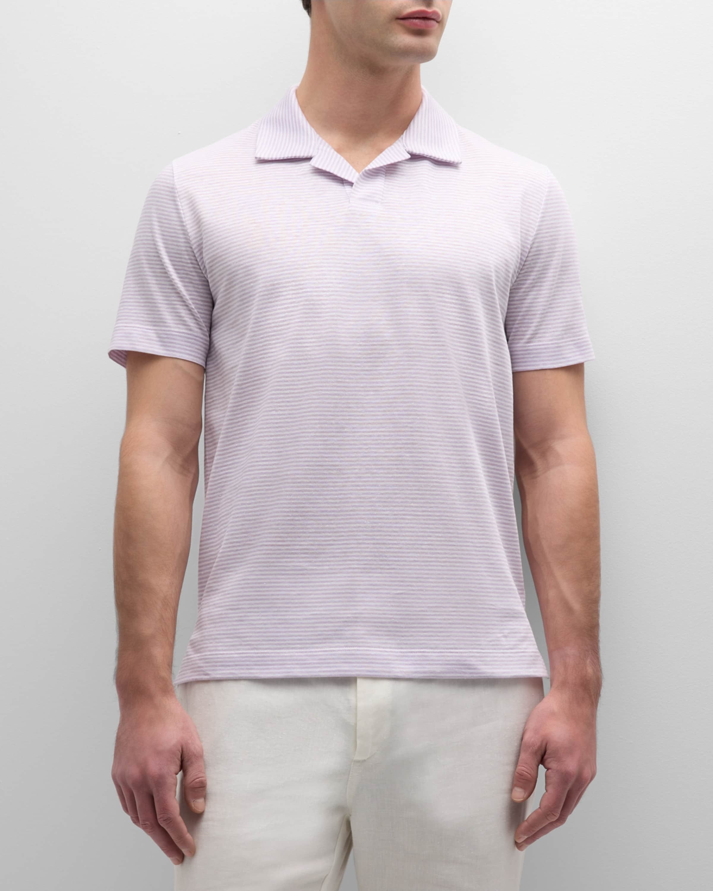 Men's Cotton-Linen Stripe Polo Shirt - 2