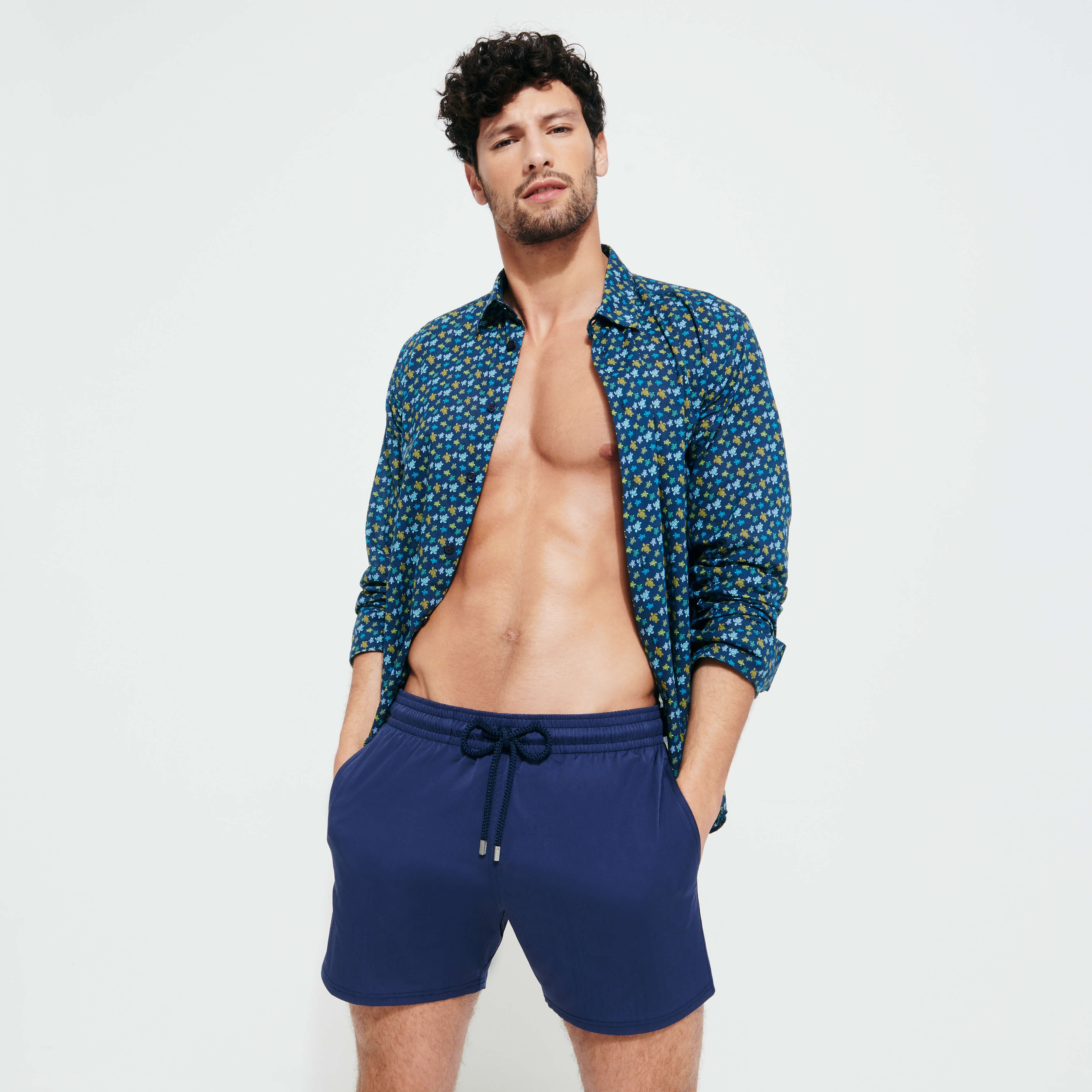 Men Stretch Swim Trunks Solid - 5