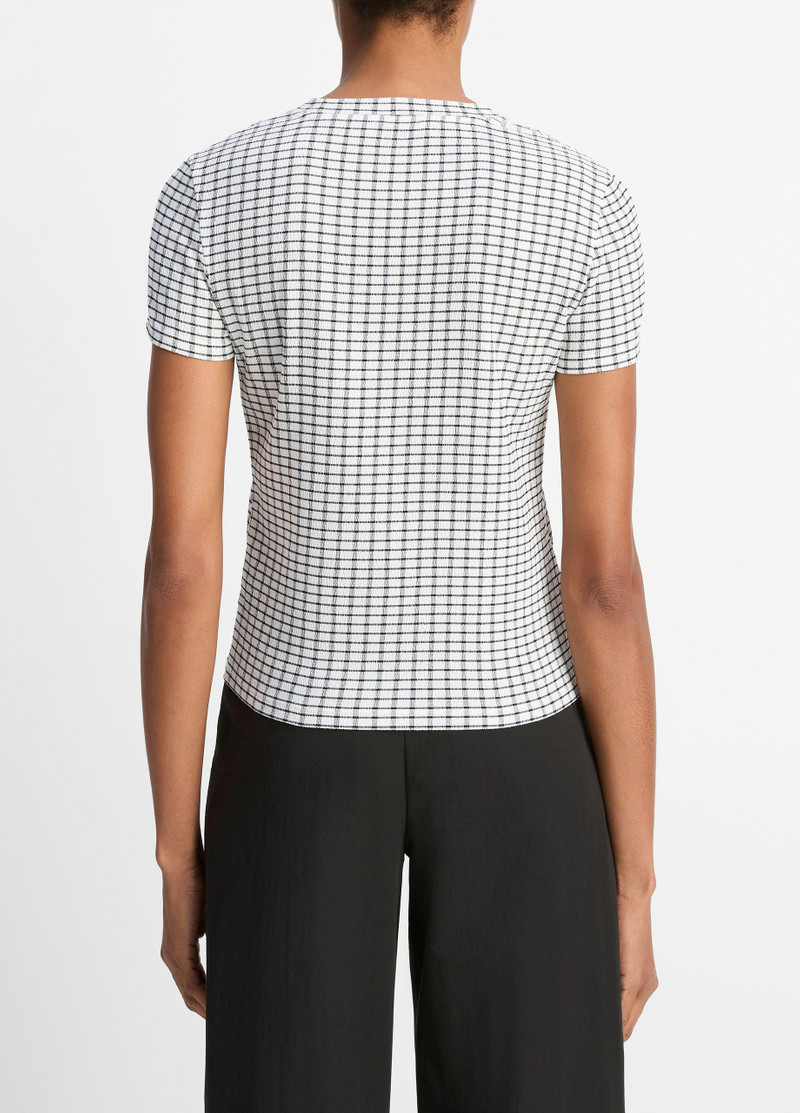 Vince Checked Smocked T-Shirt outlook