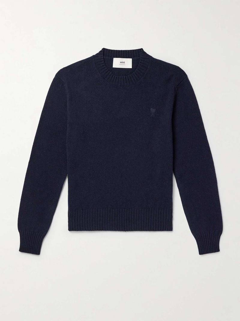 Logo-Embroidered Cashmere and Wool-Blend Sweater - 1