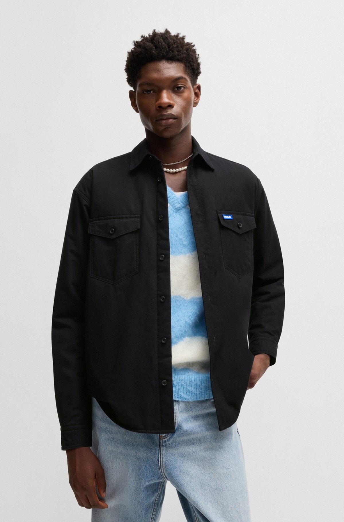 OVERSIZE-FIT PADDED OVERSHIRT IN OXFORD COTTON - 2