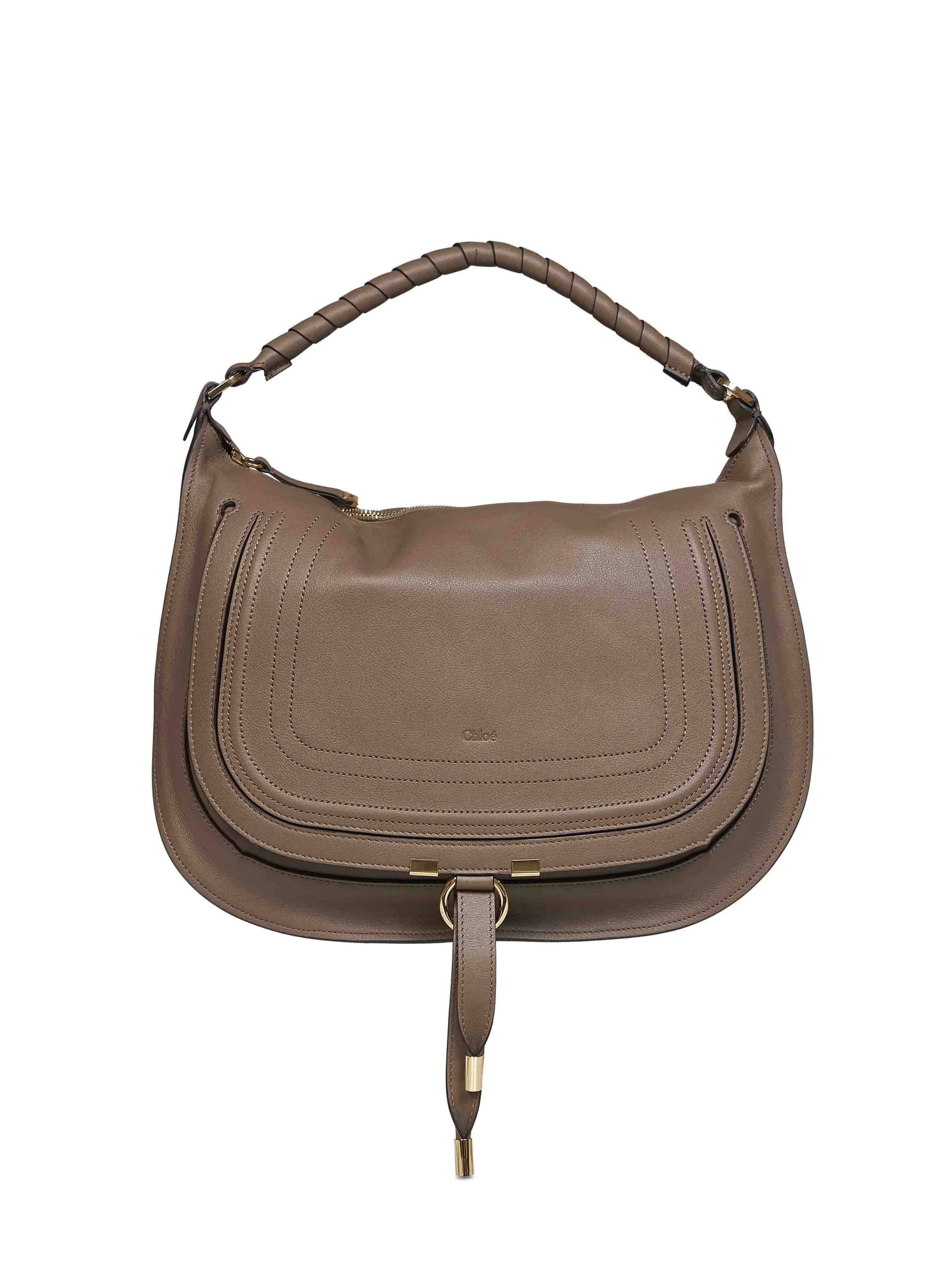 Deep taupe Marcie small shoulder bag - 1