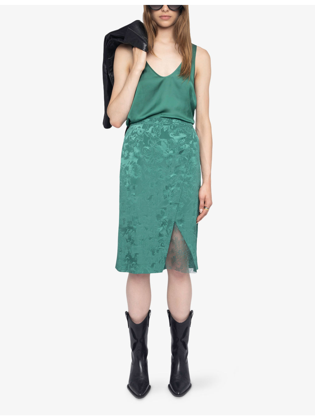 Julen Horse-Jacquard Silk Midi Skirt - 2