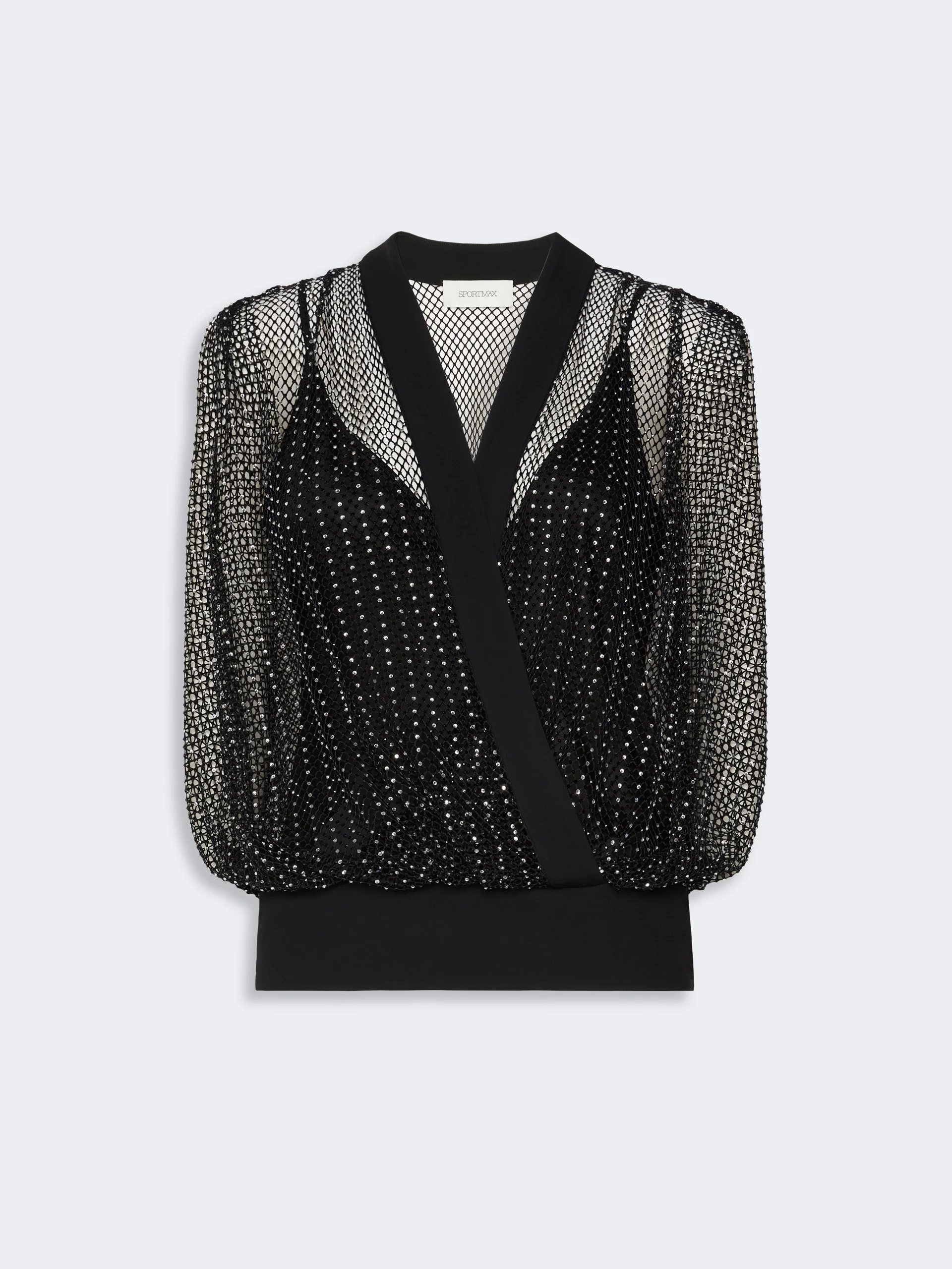 TARO Rhinestone-detail sleeveless mesh jersey top - BLACK - 1