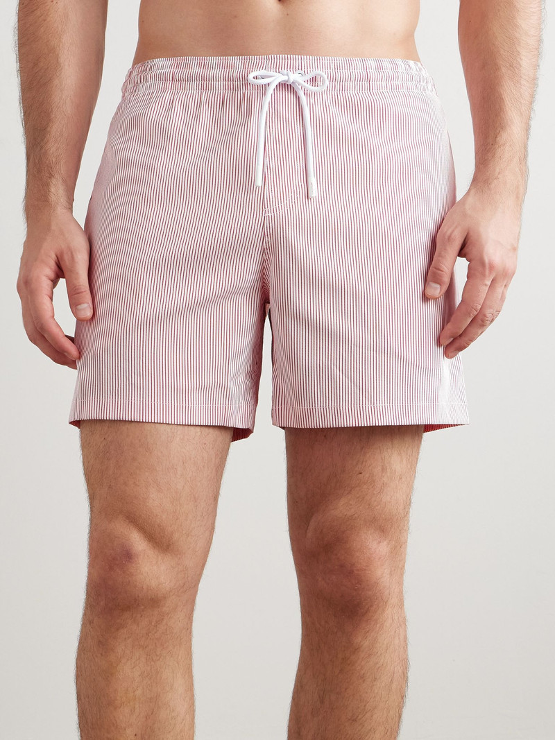 Loro Piana Daneu Straight-Leg Mid-Length Striped Swim Shorts Red outlook