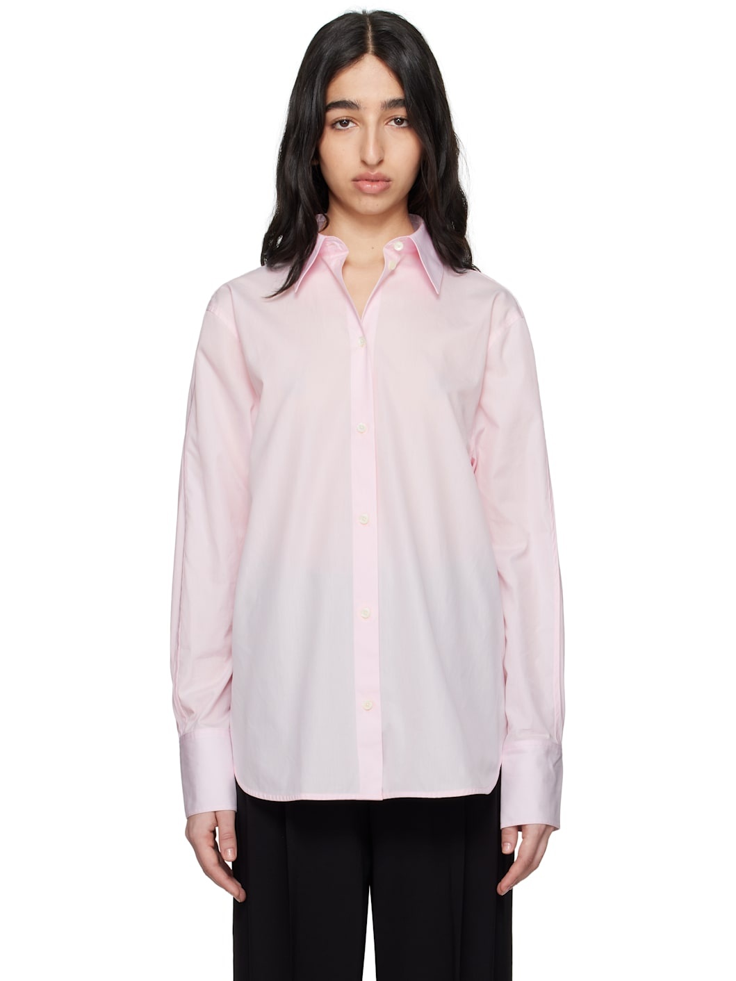 Pink Kimono-Sleeve Poplin Shirt - 1