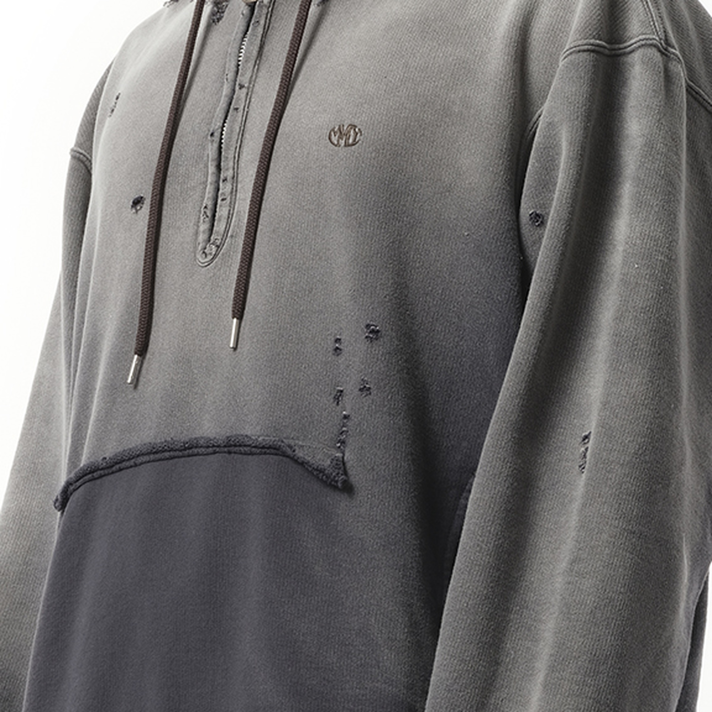 Sun Faded Half Zip Hoodie in Black - 3