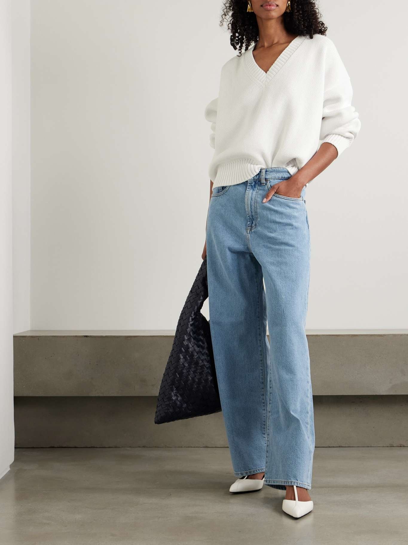 Knitted organic cotton sweater White - 2