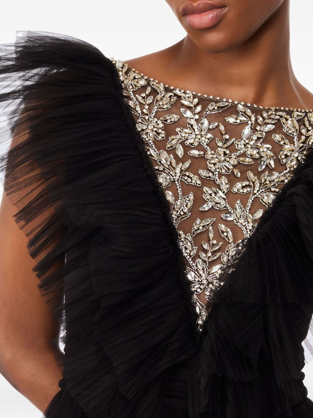 embellished ruffled-tulle maxi dress - 5