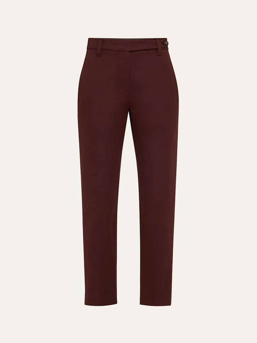 Cotton Twill Slim-Leg Ankle Pants - 1