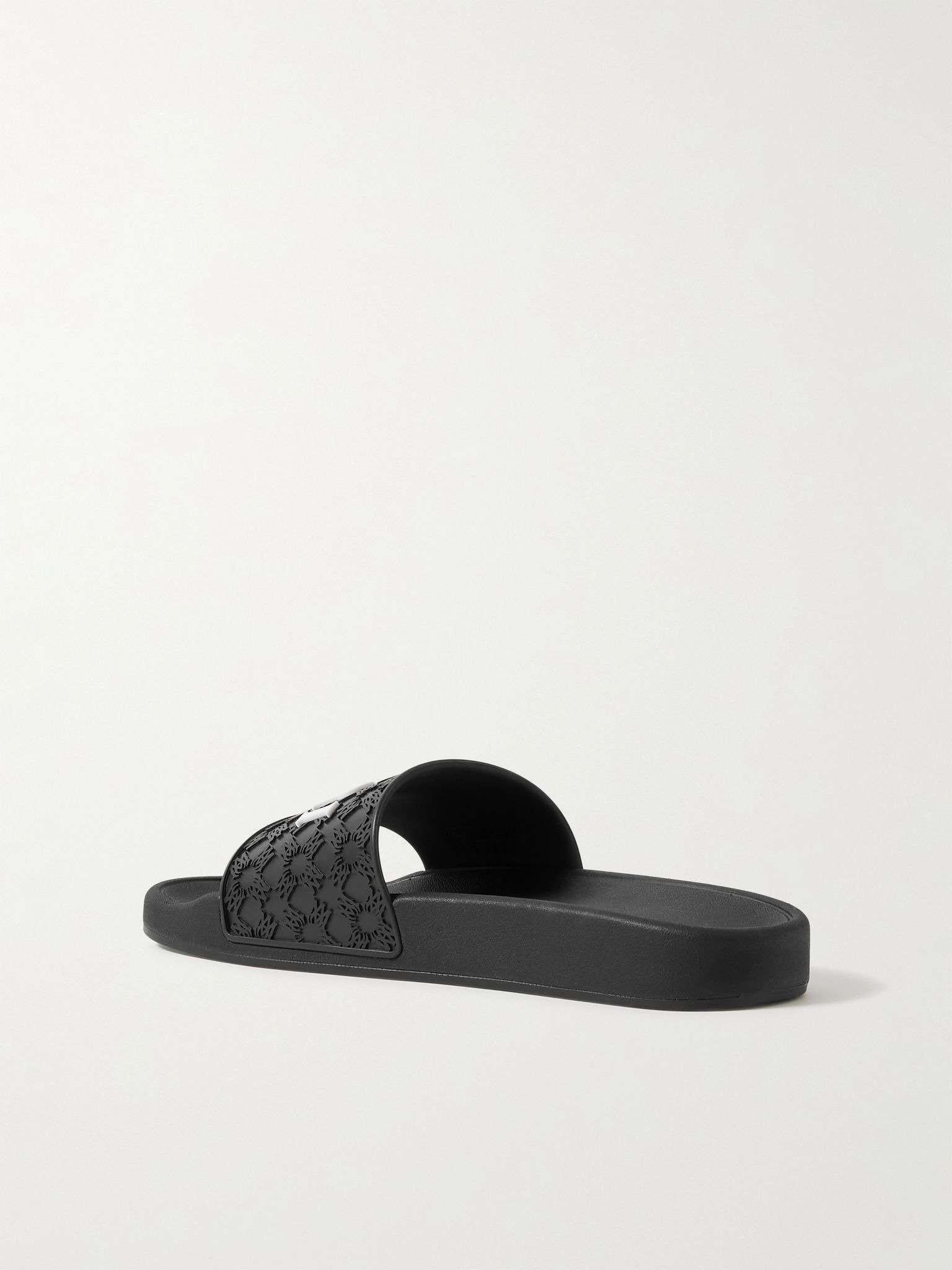 Logo-Appliquéd Embossed Rubber Slides Black - 4
