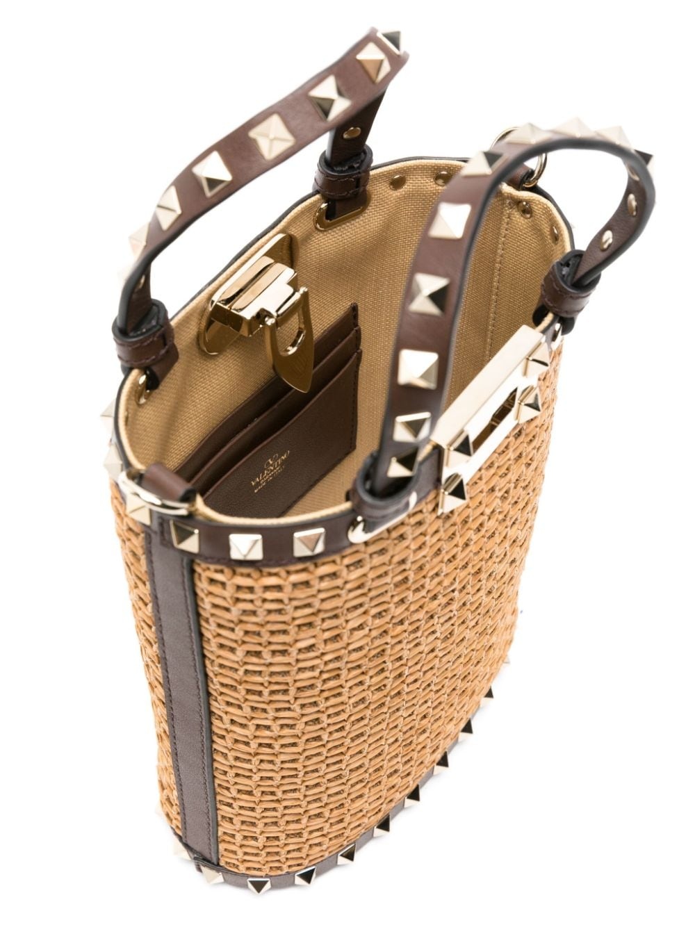 mini Rockstud raffia shoulder bag - 4