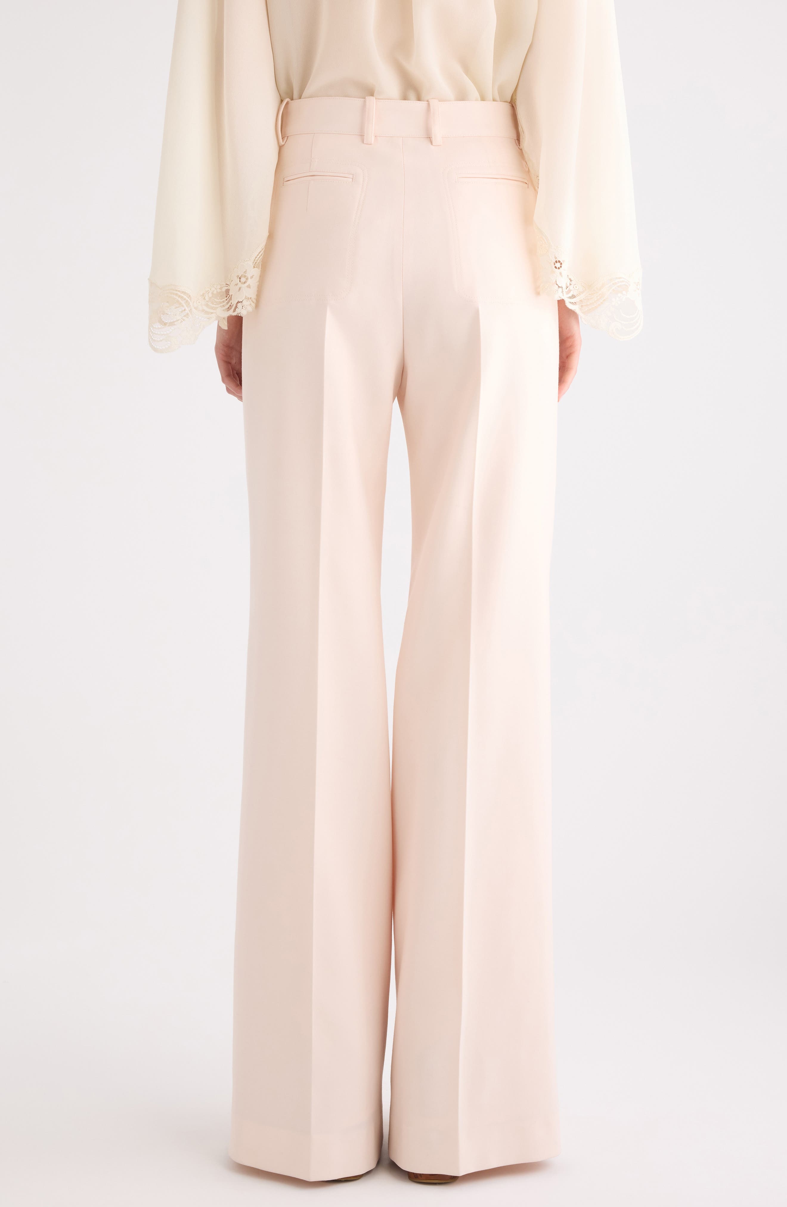 Chloé Virgin Wool Wide Leg Trousers in Biscuit Pink at Nordstrom - 3
