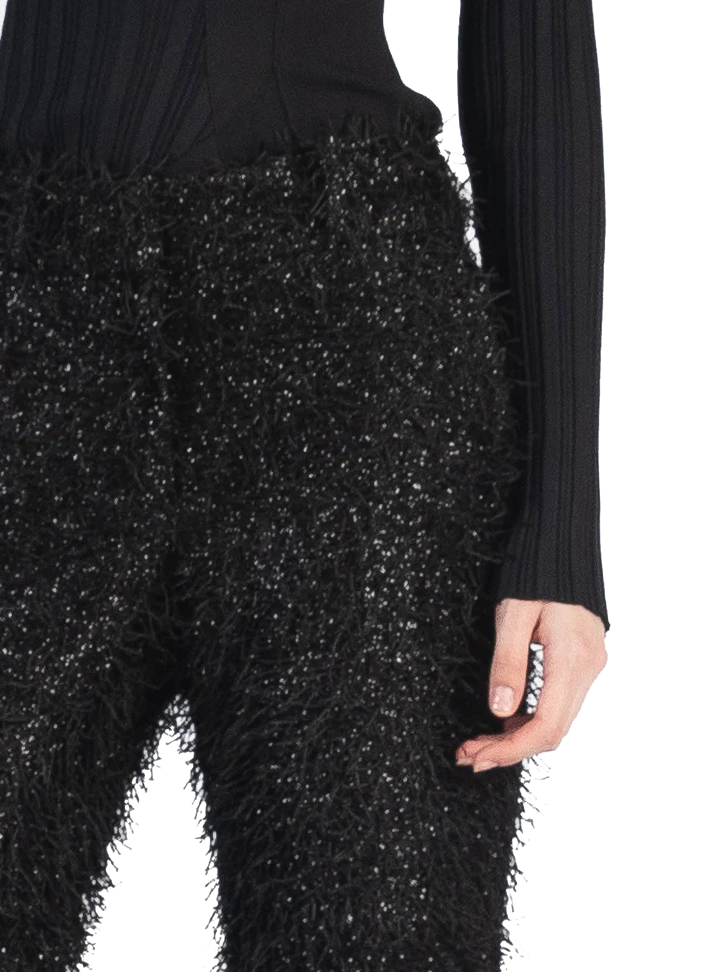 Fluffy Fitted Tailored Trousers Black - 2