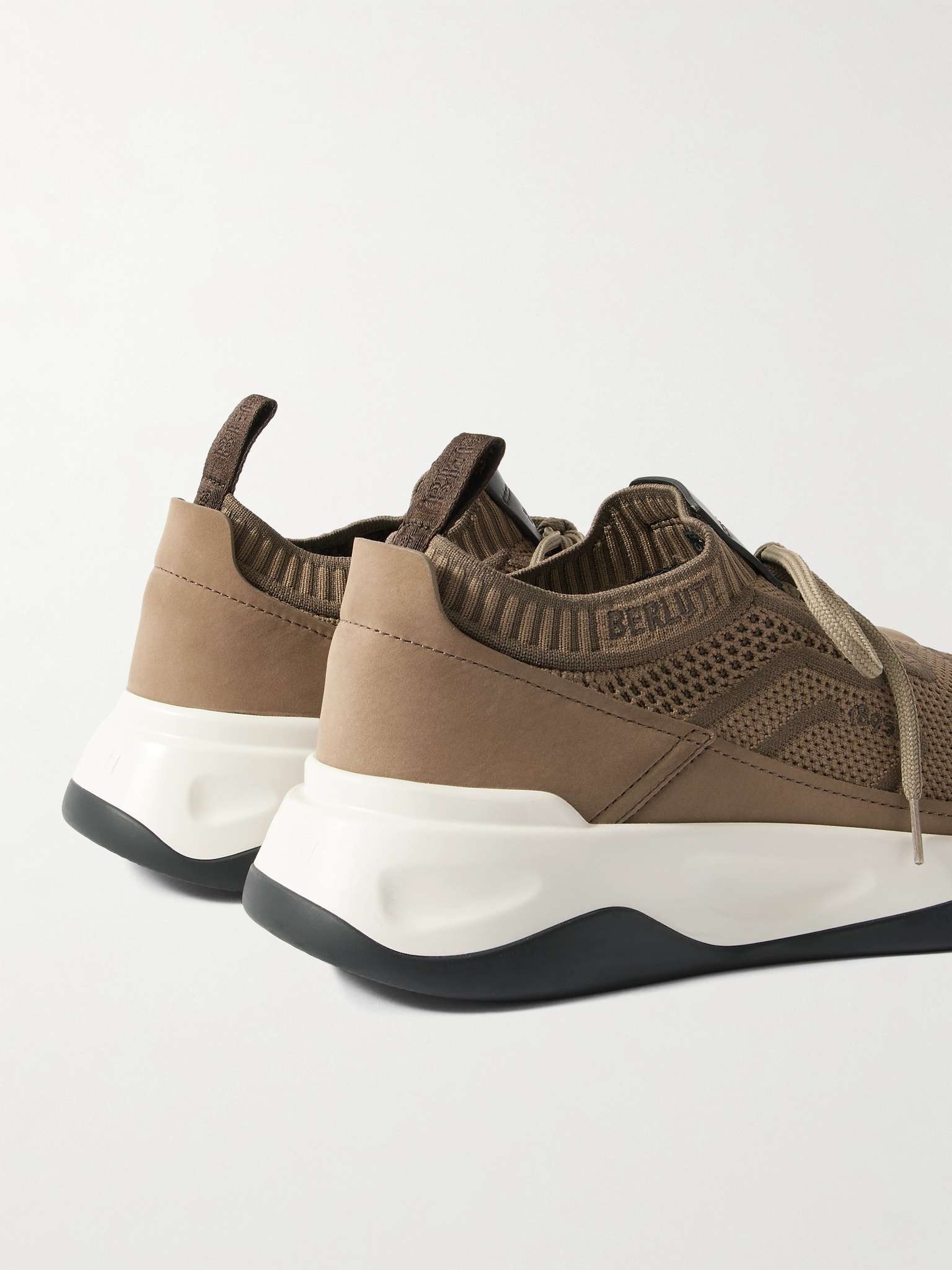 Shadow Nubuck-Trimmed Stretch-Knit Sneakers - 5