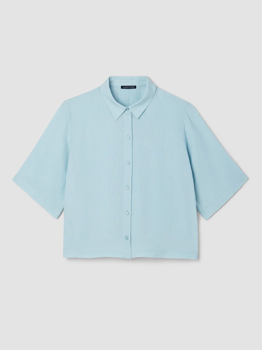 Organic Handkerchief Linen Elbow-Sleeve Shirt - 1