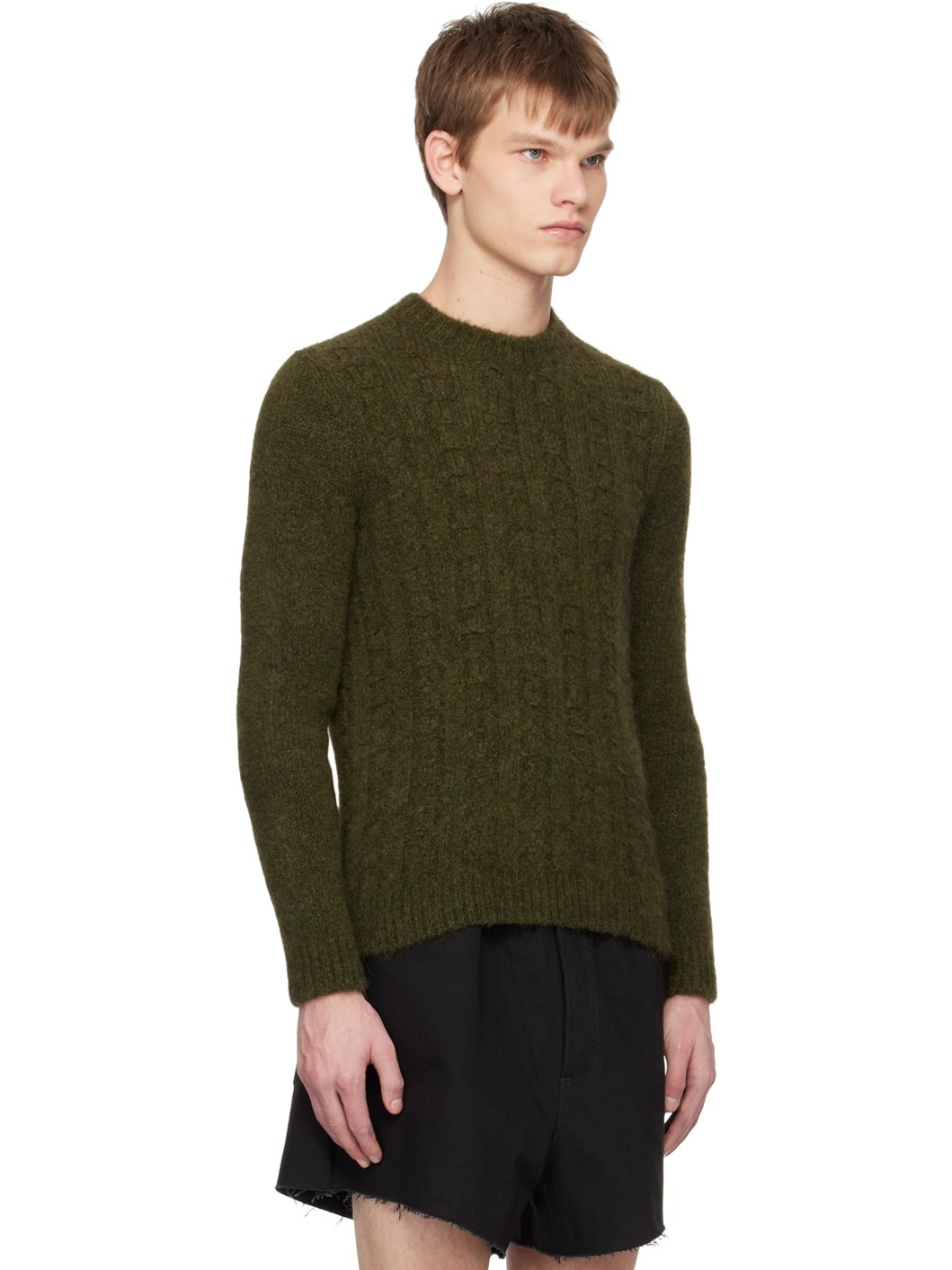 Raf Simons Green Crewneck Sweater | REVERSIBLE