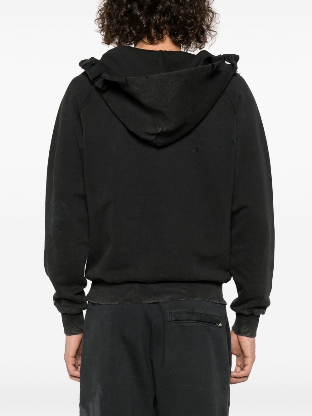 illustration-print distressed hoodie - 4