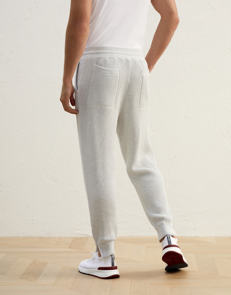 Cotton English rib knit joggers with zipper cuffs and drawstring 2