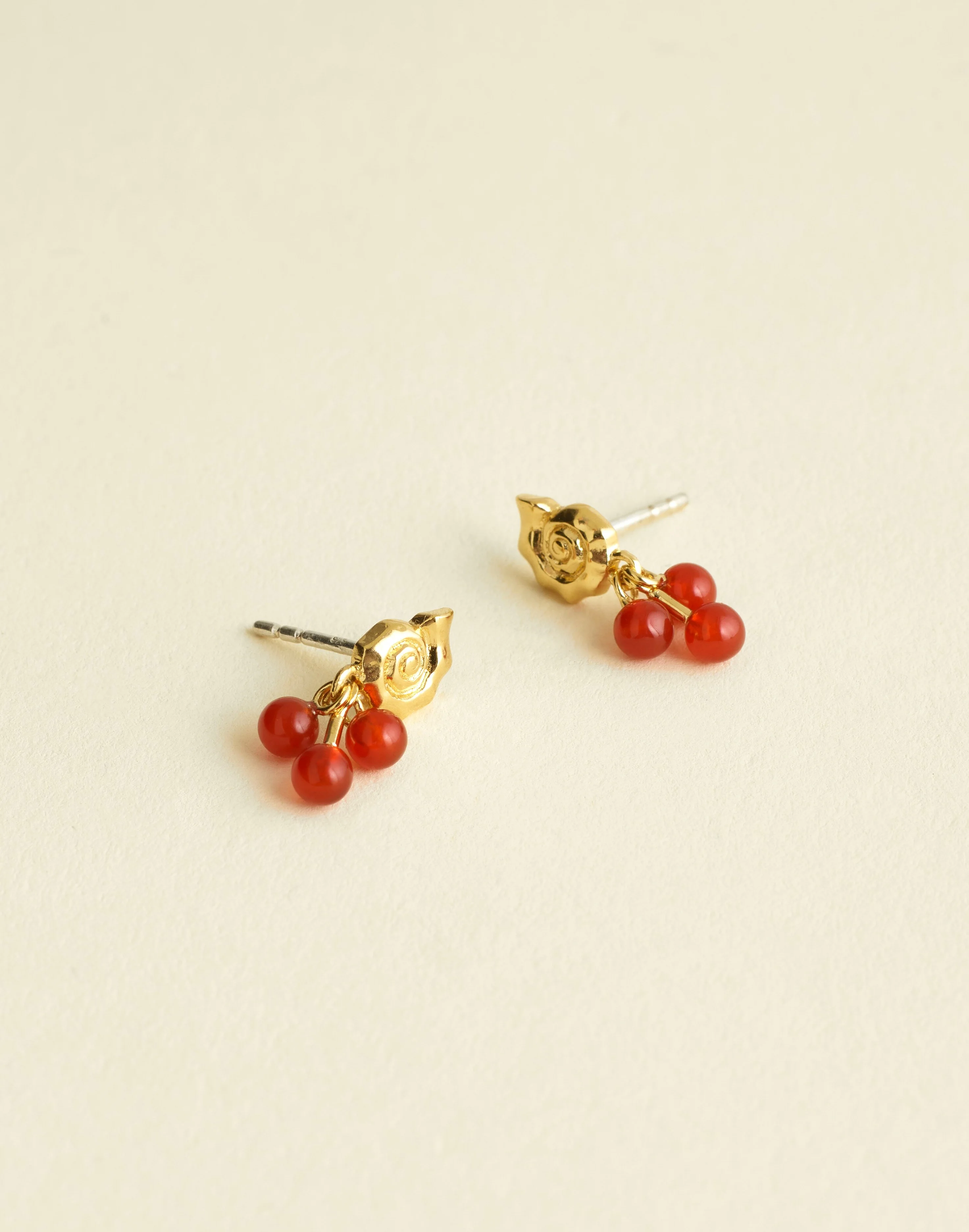 Demi-Fine Beaded Cluster Shell Stud Earrings - 1