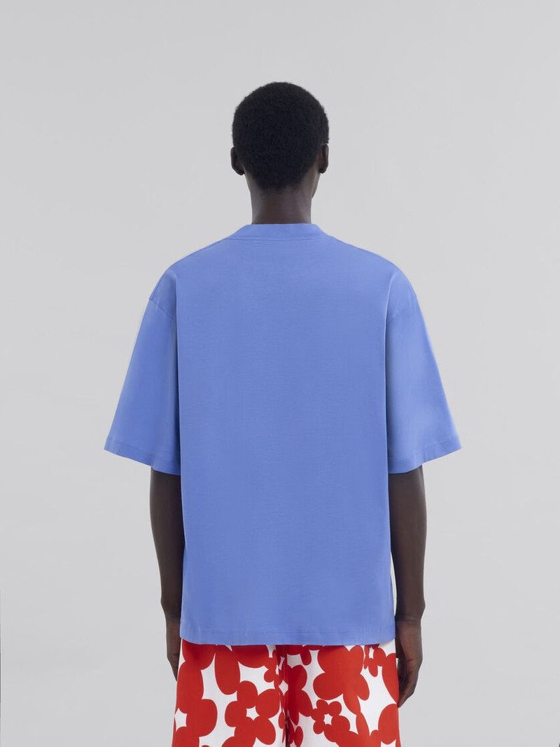 LIGHT BLUE ORGANIC COTTON T-SHIRT WITH MINI LOGO MARNI 3