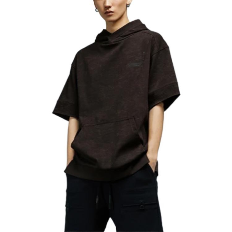 Li-Ning x Jackie Chan Short Sleeve Hoodie 'Dark Brown' AMBS045-2 - 3