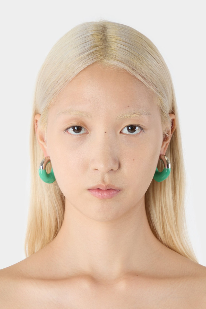 SUNNEI SMALL RUBBERIZED EARRINGS SILVER / coral green outlook