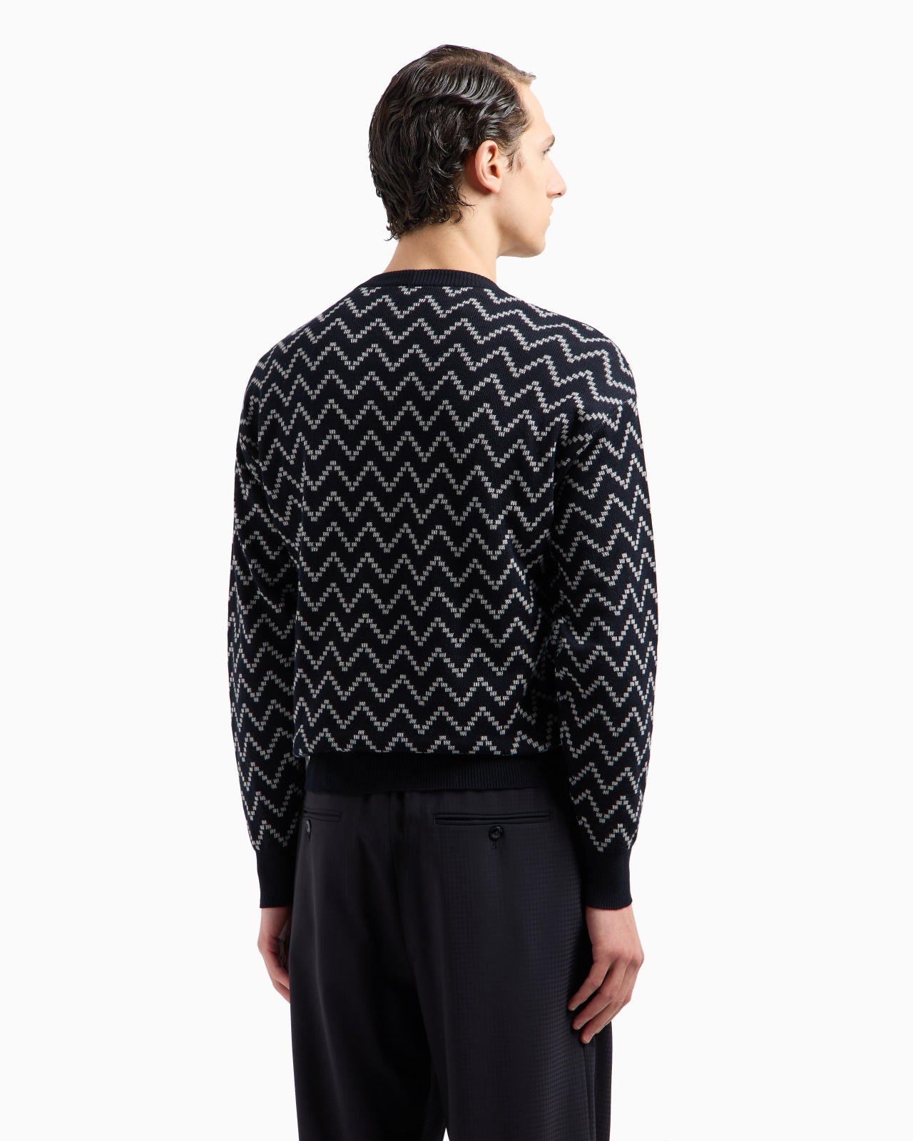 CREW-NECK JACQUARD COTTON AND CASHMERE JUMPER - 3