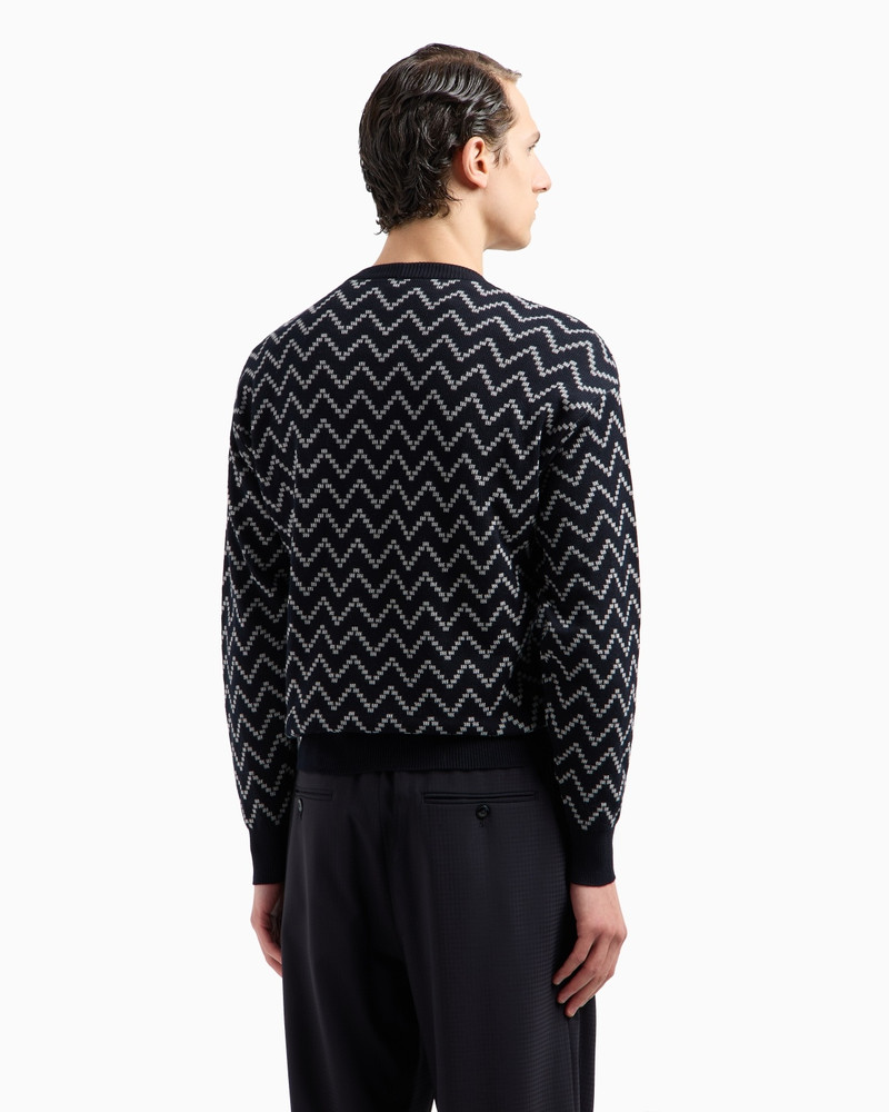 CREW-NECK JACQUARD COTTON AND CASHMERE JUMPER 3