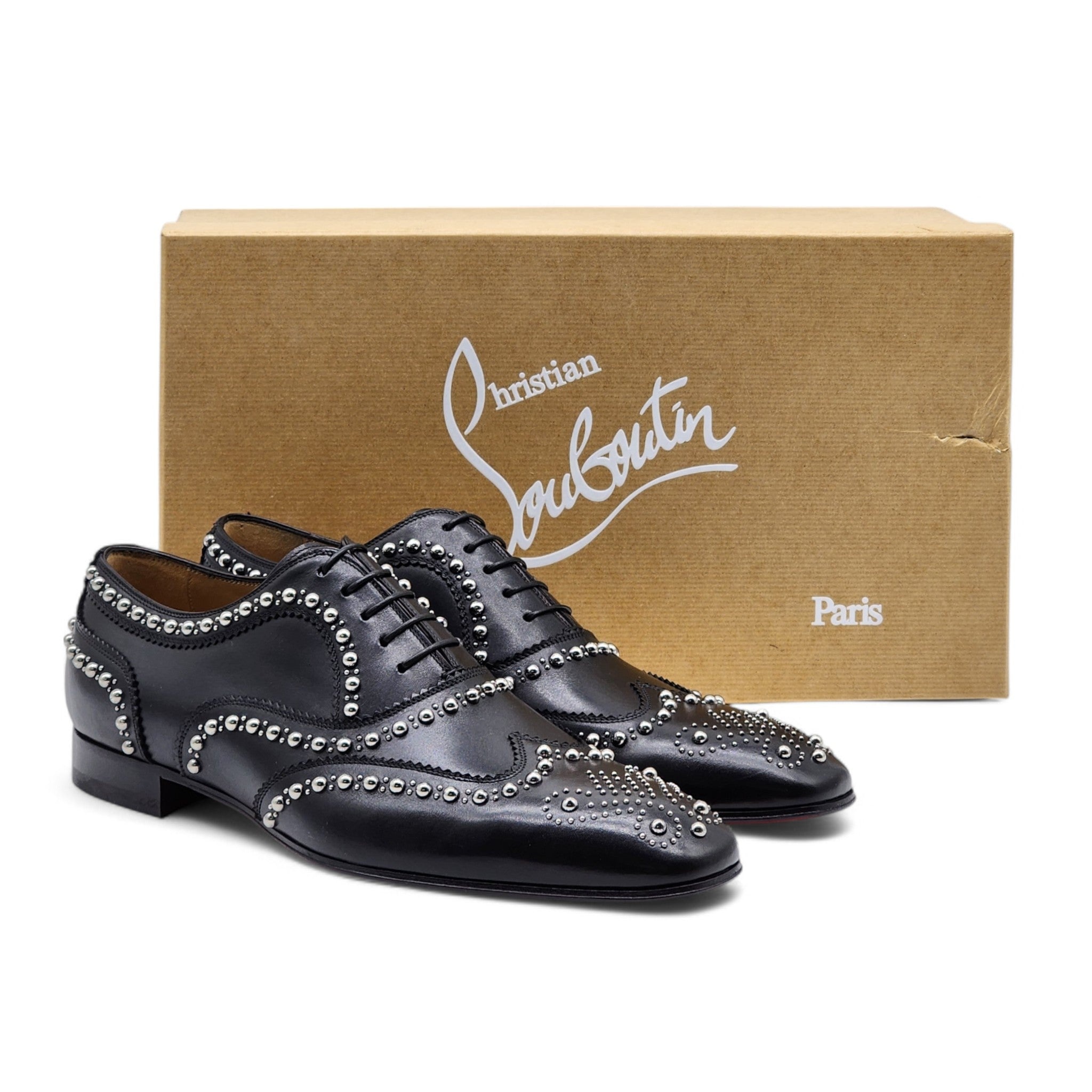 Christian Louboutin Charlie Clou Studded Oxford Shoes - Leather - Black - 42 - 10